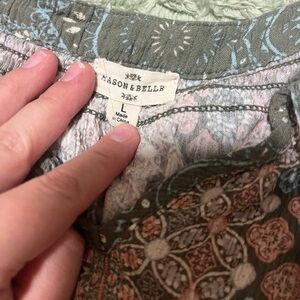 Mason & Belle Olive Green Paisley Print Top